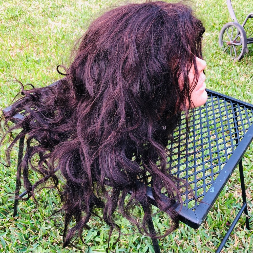 Elegante Brazilian Remy human hair Full wig long 20 inch hair Dark Brown - Picture 5 of 11